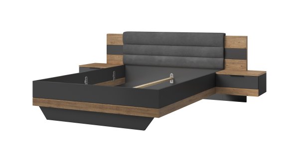 Bettanlage LINEA 180x200 cm  -  Bartex Eiche Nachbildung / Graphit