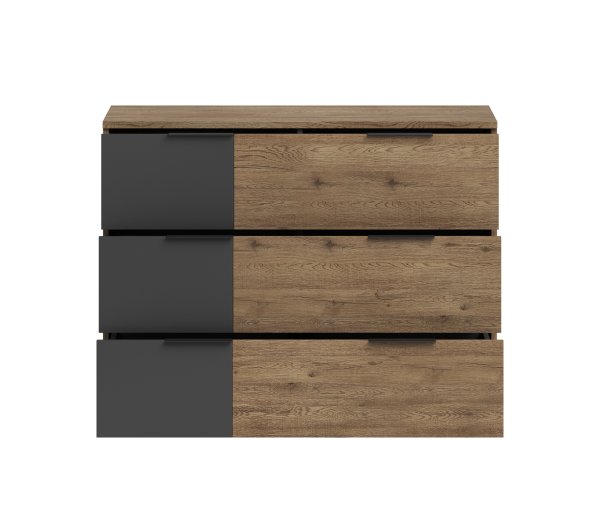 Kommode LINEA mit 3 Schubkästen Bartex Eiche/ Graphit