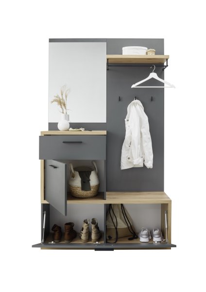Kompaktgarderobe LOUIS, Artisan Eiche/Dunkelgrau