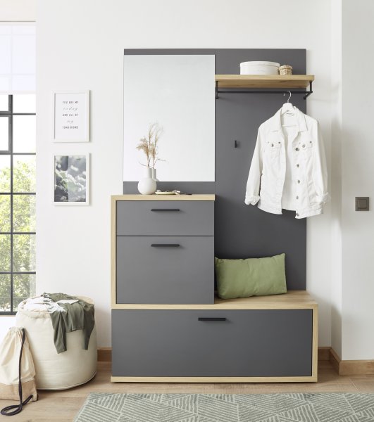 Kompaktgarderobe LOUIS, Artisan Eiche/Dunkelgrau