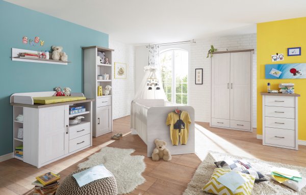 Drehtürenschrank LUCA, 2-trg. / Pinie Weiß/Trüffel Nachbildung - 106cm