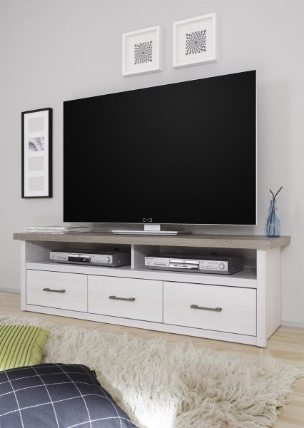 HIFI/TV Board LUCA, Pinie Weiß/Trüffel
