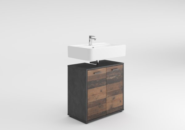 Waschbeckenunterschrank MADOC 1, Old-Style dunkel / Matera