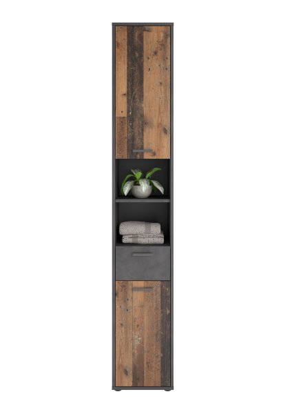 Hoher Seitenschrank MADOC 4 Old Style dunkel / Matera