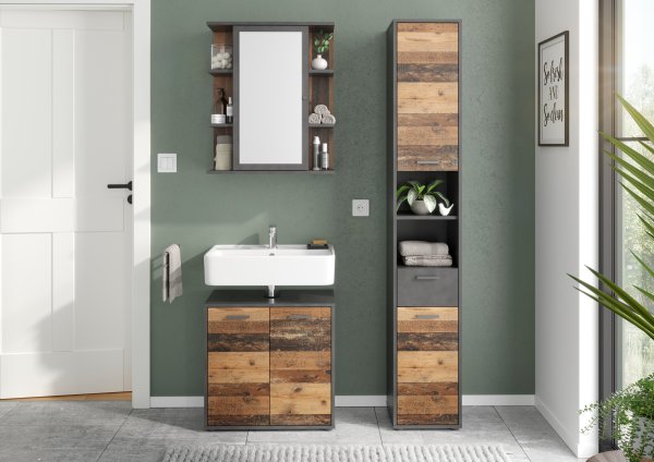 Bad Spiegelschrank MADOC 5 - Old Style dunkel / Matera