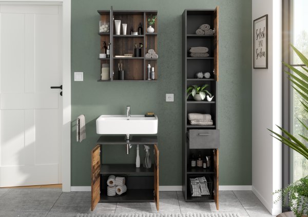 Bad Spiegelschrank MADOC 5 - Old Style dunkel / Matera