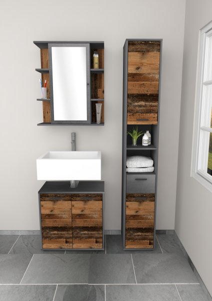 Bad Spiegelschrank MADOC 5 - Old Style dunkel / Matera