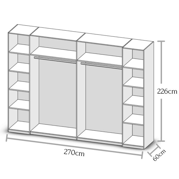 Kombi-Kleiderschrank MATCH 2 - 4-trg. - Eiche San Remo Nb-Weiß - 270cm