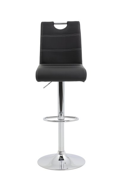 Barhocker MIRANDA H - Kunstleder Schwarz - Gestell verchromt höhenverstellbar