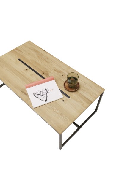 Couchtisch MIRO - Eiche massiv/Metall schwarz