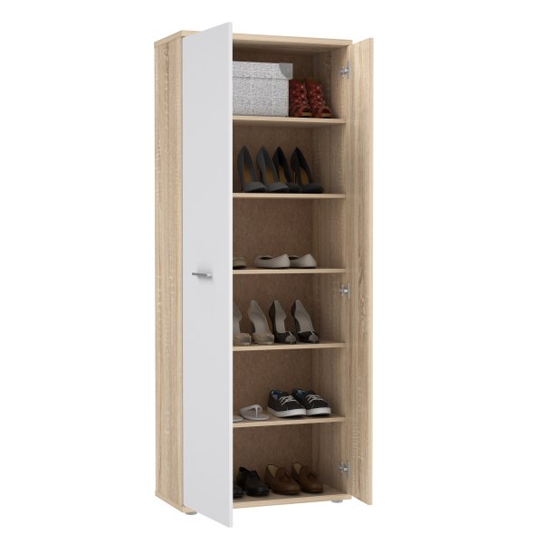 Schuhschrank NET106, 2 Türen - Sonoma Eiche/Weiss