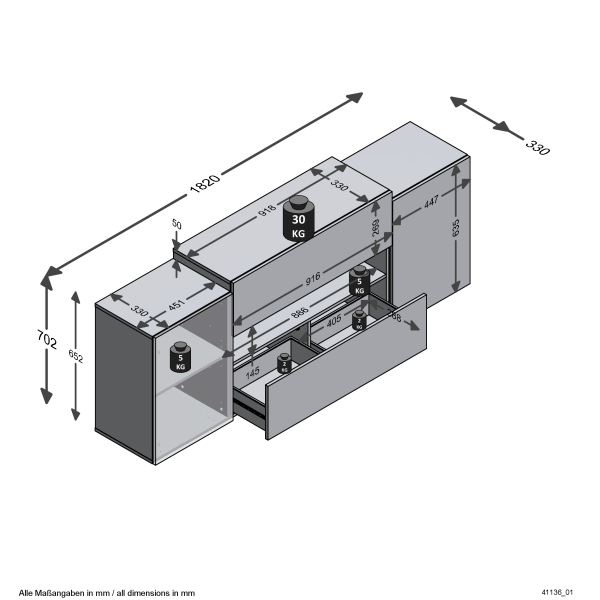 HIFI/TV Board Olpe 1, Brillantweiß / Artisan Eiche Nb.