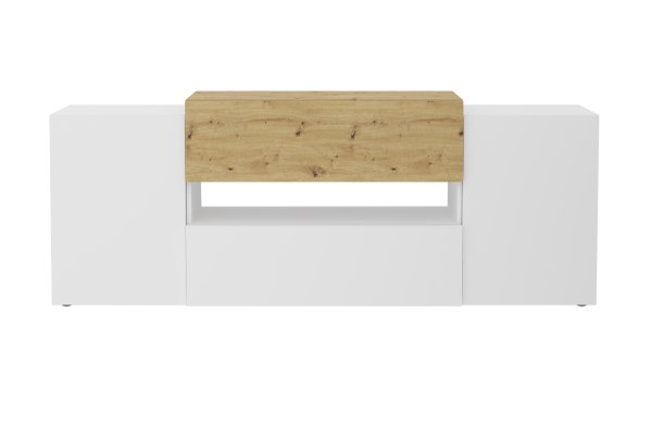 HIFI/TV Board Olpe 1, Brillantweiß / Artisan Eiche Nb.