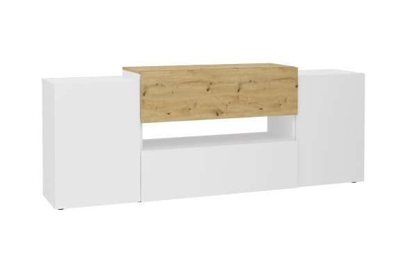 HIFI/TV Board Olpe 1, Brillantweiß / Artisan Eiche Nb.