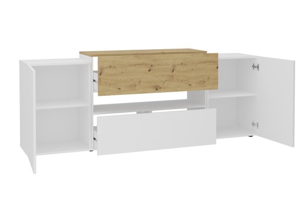HIFI/TV Board Olpe 1, Brillantweiß / Artisan Eiche Nb.