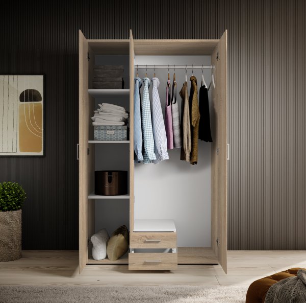 Drehtürenschrank Paul 3-trg. - Sonoma-Eiche Nb. - 120cm