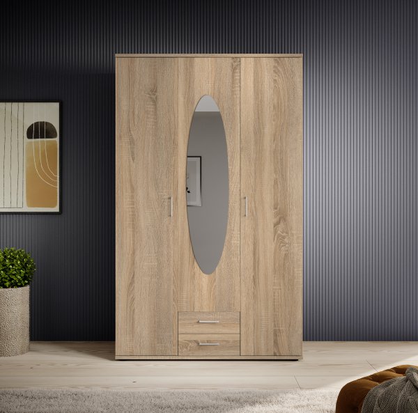Drehtürenschrank Paul 3-trg. - Sonoma-Eiche Nb. - 120cm