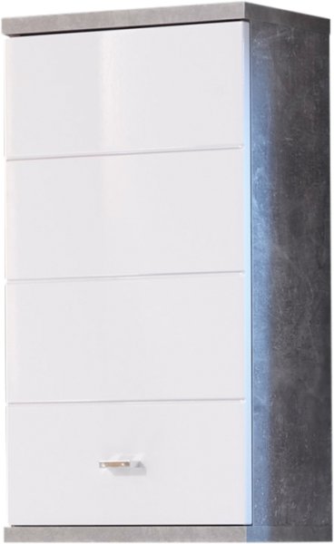Bad-Hängeschrank POOL, Beton/MDF Weiss Hochglanz Nachbildung