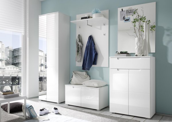 Garderobenpaneel SPICE, Weiß/MDF Weiß Hochglanz Nachbildung