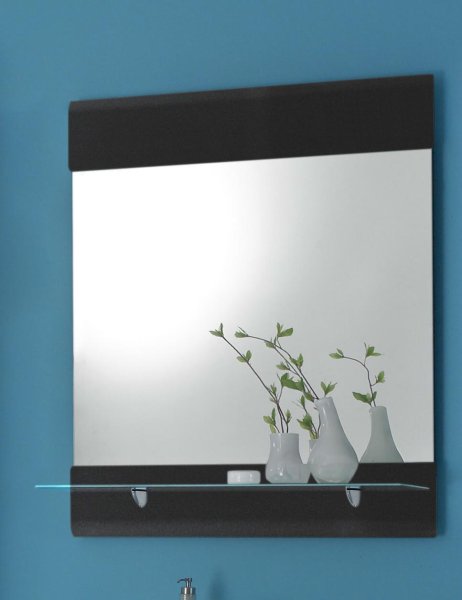 Bad-Wandspiegel CHROME, MDF Grau-Metallic Hochglanz Nachbildung