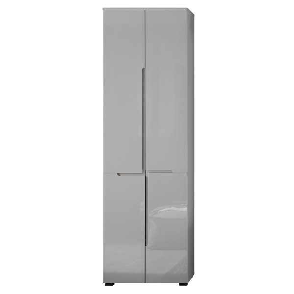 Garderobenhochschrank THESSA - Grau/Grau Hochglanz