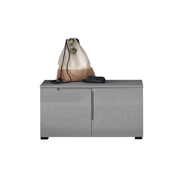 Garderobenbank THESSA - Grau/Grau Hochglanz