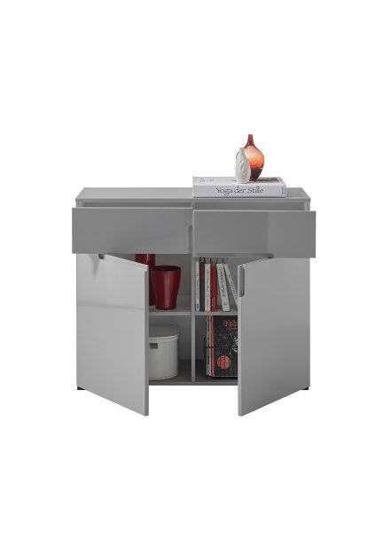 Kommode THESSA 2, Grau/Grau Hochglanz