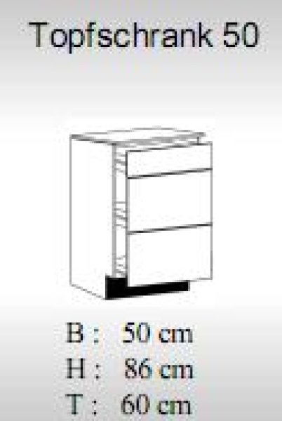 Topfschrank ALINA 50x60cm, Artisan Eiche Nachbildung / Hochglanz-Weiß
