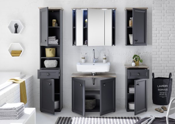 Bad-Kommode TOSKANA, Grau/Timber Wood Nachbildung