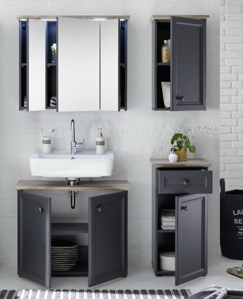 Badezimmer-Set TOSKANA, Grau/Timber Wood Nachbildung