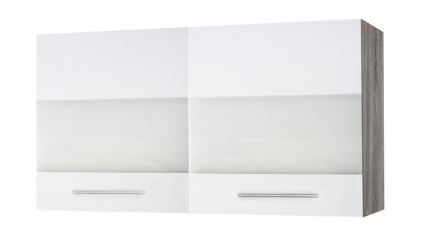 Glas-Hänger JUDITH 100x64cm, Trüffeleiche / Hochglanz-Weiß