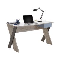 Schreibtisch NONA 6, Sandeiche Nachbildung/Weiss/Lava/Denim
