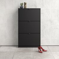Schuhschrank SHOES, 3 Klappen - Mattschwarz