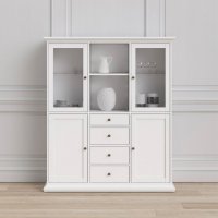 Highboard Paris, 4 Türen und 4 Schubladen - Weiß