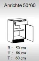 Anrichte ALINA 50x60cm, Artisan Eiche Nachbildung / Hochglanz-Weiß