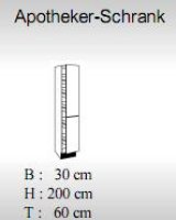 Apothekerschrank SONEA 30x200x60cm, Sonoma Eiche Dekor / Weiß