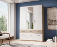 Drehtürenschrank BOX 3 - 3-trg. - Weiß/Sonoma-Eiche Nb. - 135cm