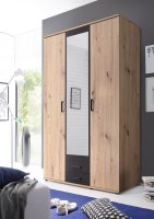 Drehtürenschrank CHICAGO 3-trg. - Artisan Eiche Nb./Betonoxid - 120cm