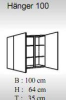 Küchen Hängeschrank JANA 100x64cm, Sonoma Eiche Nachbildung / Hochglanz-Lava