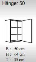 Hängeschrank ALINA 50x64cm, Artisan Eiche Nachbildung / Hochglanz-Weiß