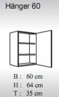 Hängeschrank ALINA 60x64cm, Artisan Eiche Nachbildung / Hochglanz-Weiß