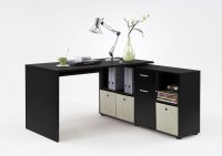 Winkelschreibtisch Lex 1, Schwarz Nachbildung