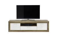 TV Lowboard NEAPEL, Flagstaff Oak Dunkel/Weiß Hochglanz