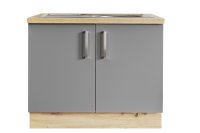 Einlass-Spüle DARIA/DAVOS 100x60cm - Artisan Eiche Nachbildung/Lacklaminat Schiefer