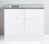 Spülenschrank mit Auflagenspüle TOP 100x60cm, Weiß / Weiß