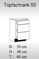 Topfschrank JANA 50x60cm, Sonoma Eiche Nachbildung / Hochglanz-Lava