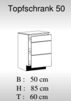 Topfschrank JUDITH 50x60cm, Trüffeleiche / Hochglanz-Weiß