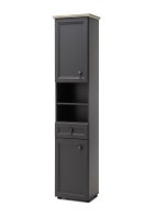 Bad-Hochschrank TOSKANA, Grau/Timber Wood Nachbildung