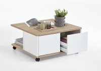 Couchtisch TWIN 1, Eiche/Weiß-Edelglanz
